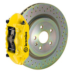 Load image into Gallery viewer, Brembo 10-15 Camaro V6 Rear GT BBK 4 Piston Cast 365x28 1pc Rotor Drilled- Yellow
