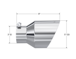 Load image into Gallery viewer, MBRP Universal T304 Stainless Steel Tip  3on ID / 5in OD Out / 8in Length Angle Cut Dual Wall
