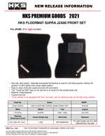 Load image into Gallery viewer, HKS 93-02 Toyota JZA80 Supra Front Floormat Set - RHD
