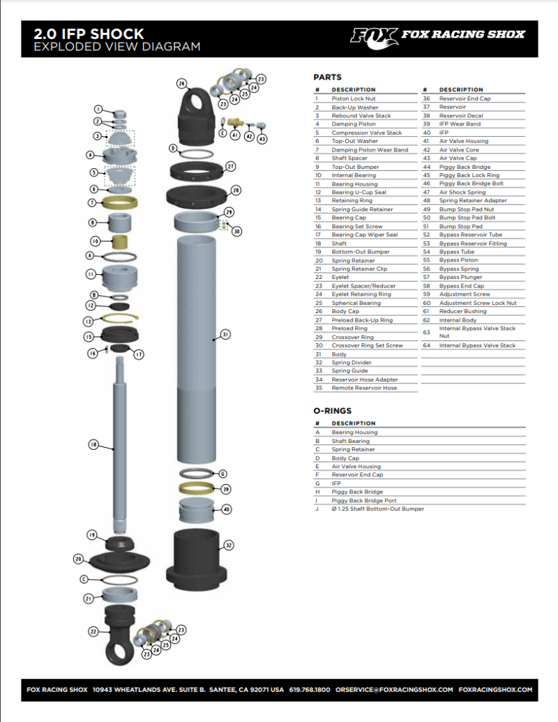 Fox Valve 1.800 OD x 0.504 ID x 0.008 TH