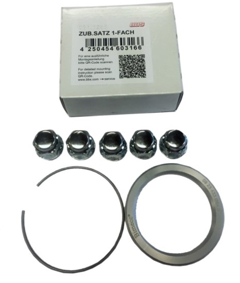 BBS PFS KIT - Nissan / Infiniti - Includes 82mm OD - 66mm ID Ring / 82mm Clip / Lug Nuts