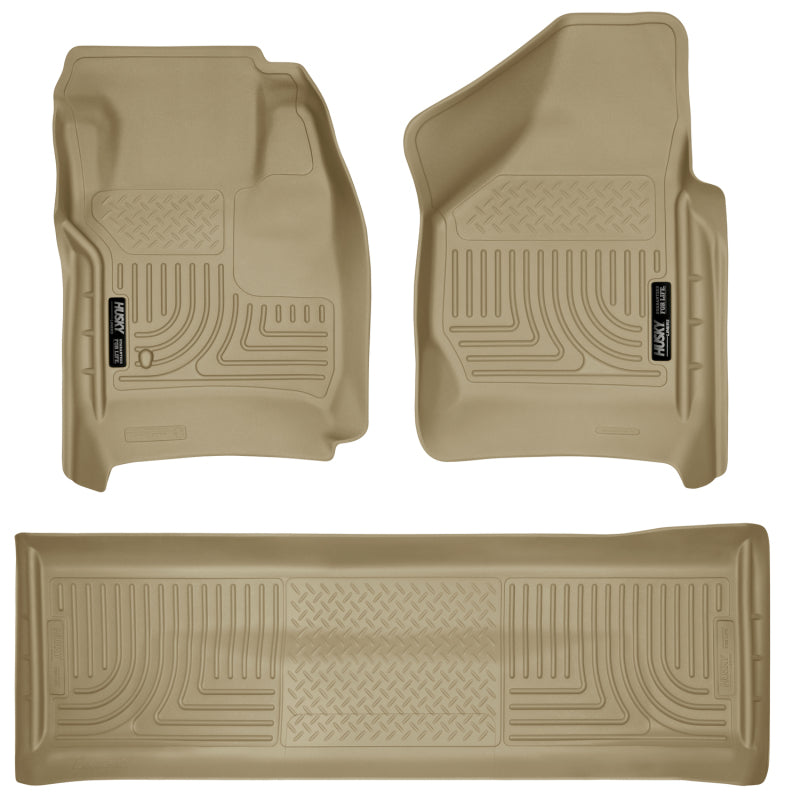 Husky Liners 08-10 Ford SD Crew Cab WeatherBeater Combo Tan Floor Liners (w/o Manual Trans Case)